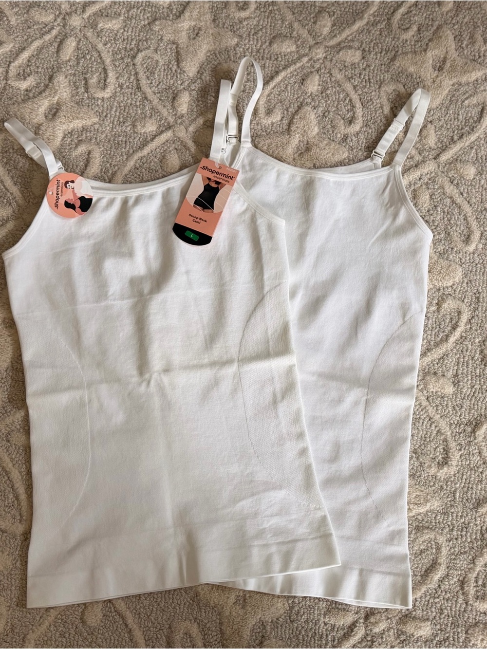 Shapermint White Seamless Adjustable-Strap Camisole Duo
